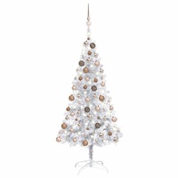 Artificial Pre-lit Christmas Tree with Ball Set Silver 150 cm PET