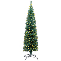 Slim Artificial Pre-lit Christmas Tree with Stand Green 120 cm PVC