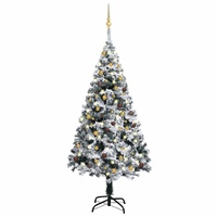 Artificial Pre-lit Christmas Tree with Ball Set Green 180 cm PVC