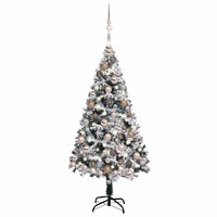Artificial Pre-lit Christmas Tree with Ball Set Green 150 cm PVC