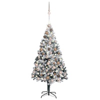 Artificial Pre-lit Christmas Tree with Ball Set Green 180 cm PVC