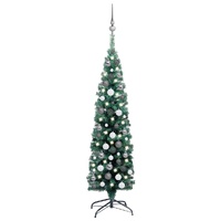 Slim Artificial Pre-lit Christmas Tree with Ball Set Green 120 cm