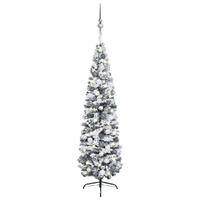 Slim Artificial Pre-lit Christmas Tree with Ball Set Green 180 cm
