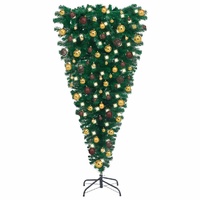 Upside-down Artificial Pre-lit Christmas Tree with Ball Set 180 cm
