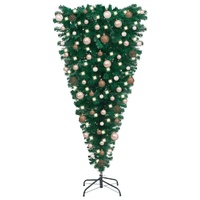 Upside-down Artificial Pre-lit Christmas Tree with Ball Set 180 cm