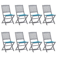 Folding Outdoor Chairs 8 pcs with Cushions Solid Acacia Wood