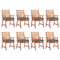 Outdoor Dining Chairs 8 pcs with Cushions Solid Acacia Wood