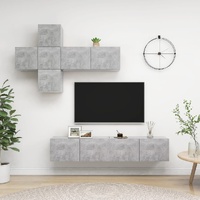 7 Piece TV Cabinet Set Concrete Grey Engineered Wood