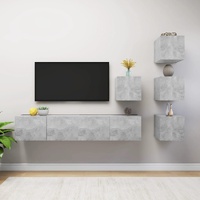 6 Piece TV Cabinet Set Concrete Grey Engineered Wood