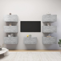 TV Cabinets 7 pcs Concrete Grey 30.5x30x60 cm Engineered Wood