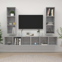 Wall-mounted TV Cabinets 4 pcs Concrete Grey Engineered Wood