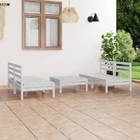 5 Piece Garden Lounge Set White Solid Pinewood