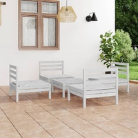 5 Piece Garden Lounge Set White Solid Pinewood