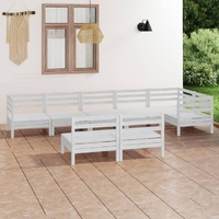 8 Piece Garden Lounge Set Solid Pinewood White