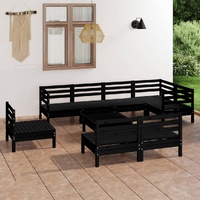 9 Piece Garden Lounge Set Solid Pinewood Black