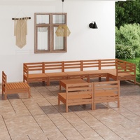 10 Piece Garden Lounge Set Solid Pinewood Honey Brown