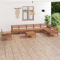 9 Piece Garden Lounge Set Solid Pinewood Honey Brown