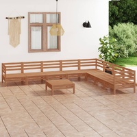 9 Piece Garden Lounge Set Solid Pinewood Honey Brown