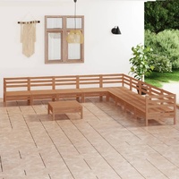10 Piece Garden Lounge Set Solid Pinewood Honey Brown