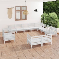 12 Piece Garden Lounge Set Solid Pinewood White