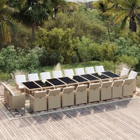 21 Piece Garden Dining Set with Cushions Beige Poly Rattan