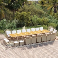 21 Piece Garden Dining Set with Cushions Beige Poly Rattan