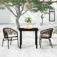 3 Piece Garden Dining Set Brown