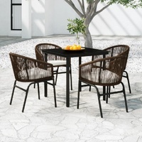 5 Piece Garden Dining Set Brown