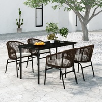 5 Piece Garden Dining Set Brown