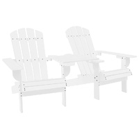 Garden Adirondack Chairs with Tea Table Solid Fir Wood White