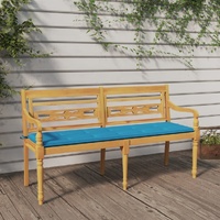 Batavia Bench with Blue Cushion 150 cm Solid Wood Teak