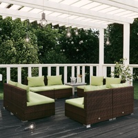 8 Piece Garden Lounge Set with Cushions Poly Rattan Brown