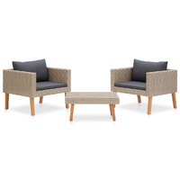 3 Piece Garden Lounge Set with Cushions Poly Rattan Beige