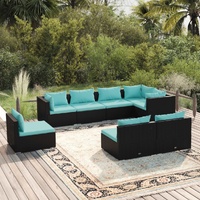 8 Piece Garden Lounge Set with Cushions Poly Rattan Black
