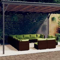 13 Piece Garden Lounge Set with Cushions Brown Poly Rattan