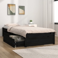 Bed Frame without Mattress with Drawers Black 90x190 cm