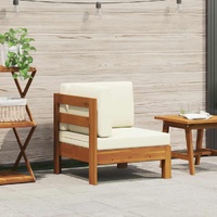 Corner Sofa with Cream White Cushions Solid Acacia Wood