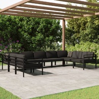 9 Piece Garden Lounge Set with Cushions Aluminium Anthracite
