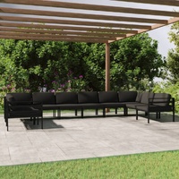 10 Piece Garden Lounge Set with Cushions Aluminium Anthracite