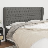 Headboard with Ears Dark Grey 203 cm Fabric