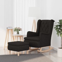 Armchair with Rocking Legs and Stool Black Fabric