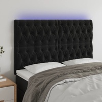 LED Headboard Black 144 cm Velvet