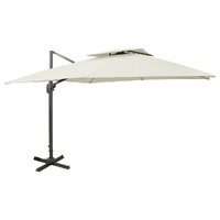 Cantilever Garden Parasol with Double Top 300x300 cm Sand