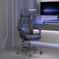 Gaming Chair with Footrest Black and Blue Faux Leather