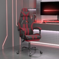 Gaming Chair with Footrest Black and Wine Red Faux Leather