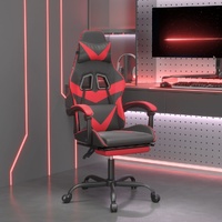 Gaming Chair with Footrest Black and Red Faux Leather
