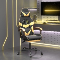 Gaming Chair with Footrest Black and Gold Faux Leather