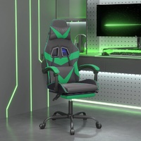 Gaming Chair with Footrest Black and Green Faux Leather