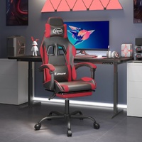 Gaming Chair with Footrest Black and Red Faux Leather
