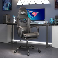 Gaming Chair with Footrest Black and Grey Faux Leather